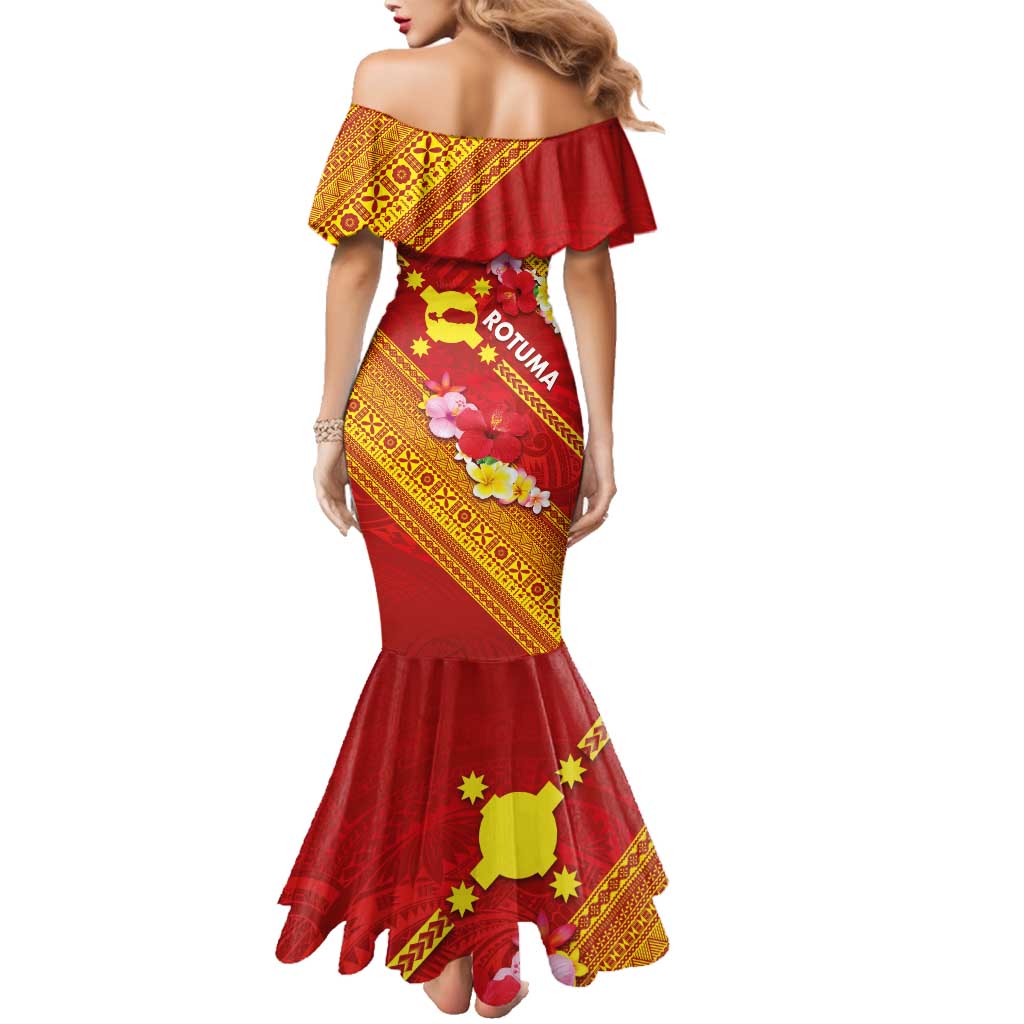 Rotuma Island Family Matching Mermaid Dress and Hawaiian Shirt Fijian Tapa with Polynesian Art and Hibiscus LT03 - Polynesian Pride