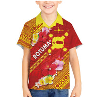Rotuma Island Family Matching Mermaid Dress and Hawaiian Shirt Fijian Tapa with Polynesian Art and Hibiscus LT03 Son's Shirt Red - Polynesian Pride