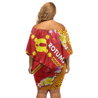 Rotuma Island Family Matching Off Shoulder Short Dress and Hawaiian Shirt Fijian Tapa with Polynesian Art and Hibiscus LT03 - Polynesian Pride