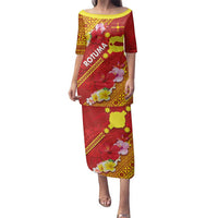 Rotuma Island Family Matching Puletasi and Hawaiian Shirt Fijian Tapa with Polynesian Art and Hibiscus