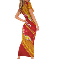 Rotuma Island Family Matching Short Sleeve Bodycon Dress and Hawaiian Shirt Fijian Tapa with Polynesian Art and Hibiscus LT03 - Polynesian Pride