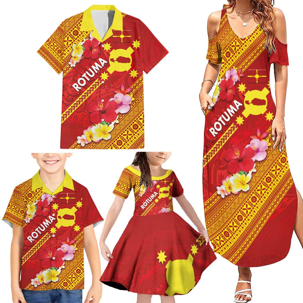 Rotuma Island Family Matching Summer Maxi Dress and Hawaiian Shirt Fijian Tapa with Polynesian Art and Hibiscus LT03 - Polynesian Pride