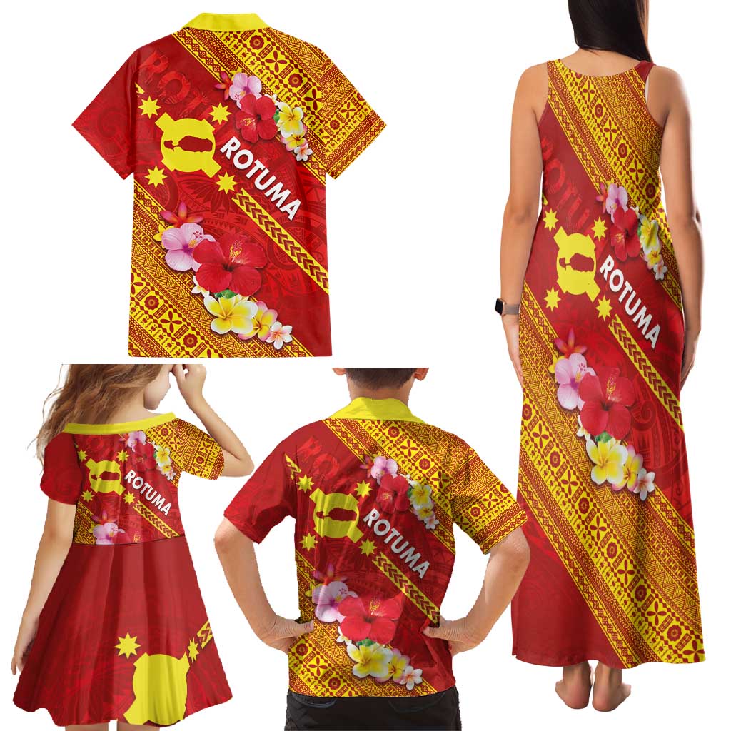 Rotuma Island Family Matching Tank Maxi Dress and Hawaiian Shirt Fijian Tapa with Polynesian Art and Hibiscus LT03 - Polynesian Pride