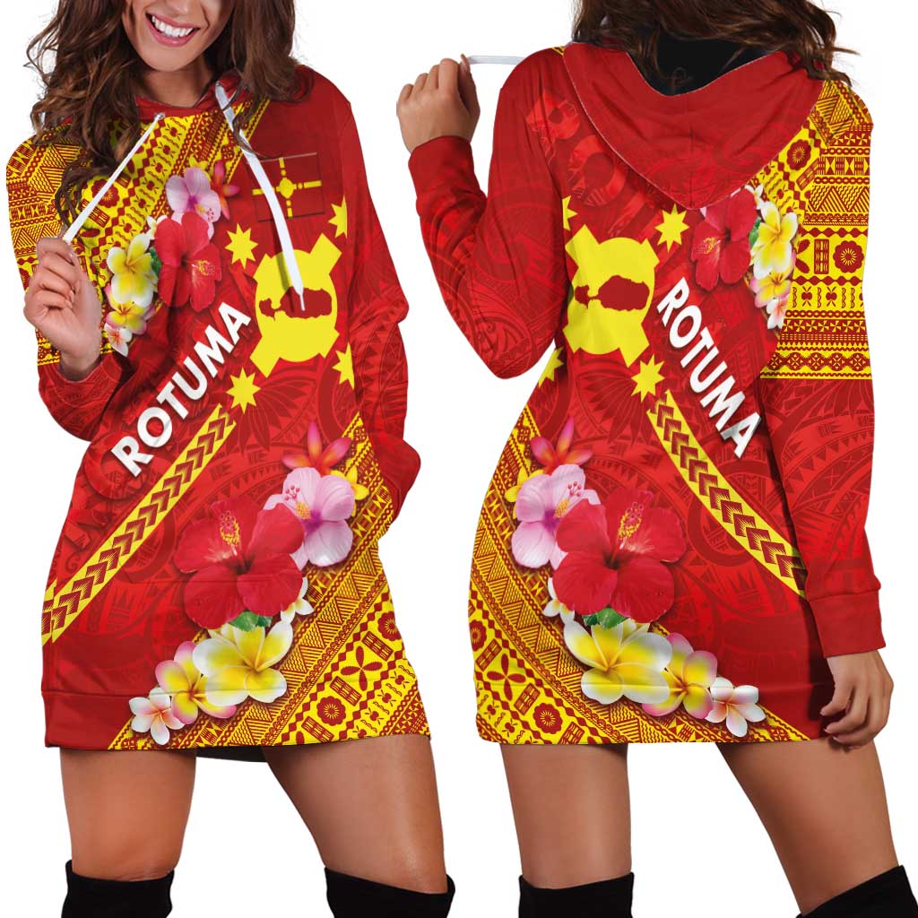 Rotuma Island Hoodie Dress Fijian Tapa with Polynesian Art and Hibiscus LT03 - Polynesian Pride