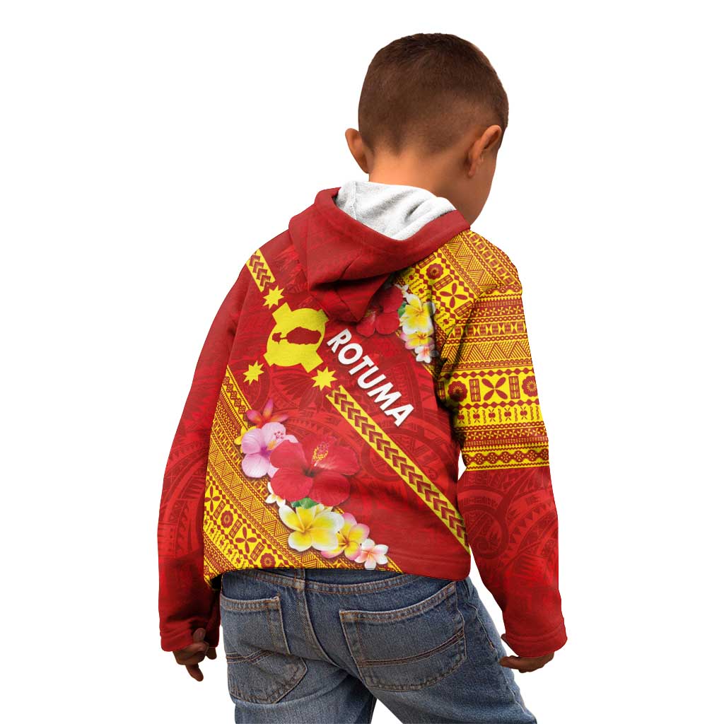 Rotuma Island Kid Hoodie Fijian Tapa with Polynesian Art and Hibiscus