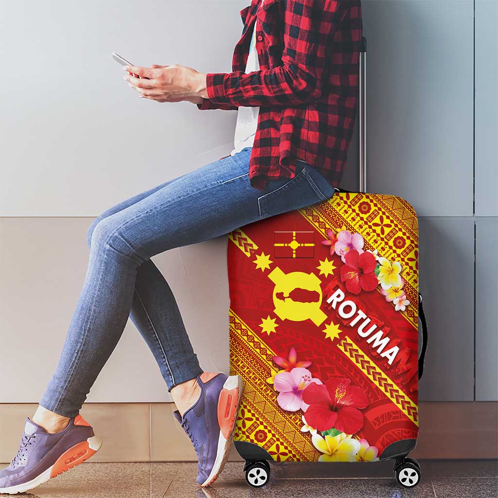 Rotuma Island Luggage Cover Fijian Tapa with Polynesian Art and Hibiscus