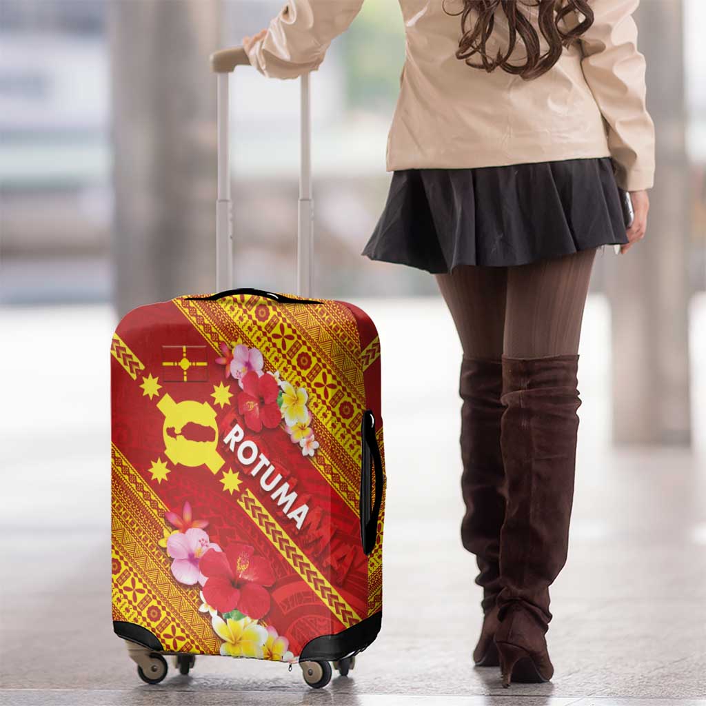 Rotuma Island Luggage Cover Fijian Tapa with Polynesian Art and Hibiscus