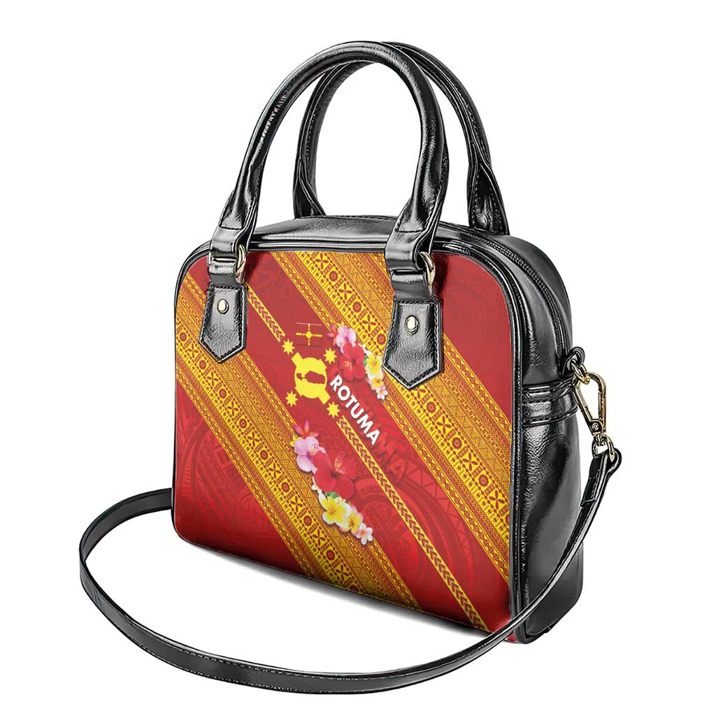 Rotuma Island Shoulder Handbag Fijian Tapa with Polynesian Art and Hibiscus
