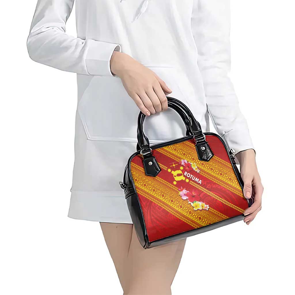 Rotuma Island Shoulder Handbag Fijian Tapa with Polynesian Art and Hibiscus