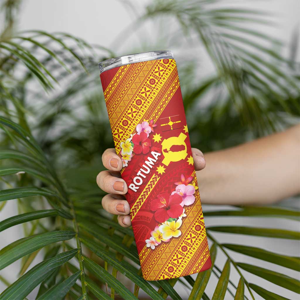 Rotuma Island Skinny Tumbler Fijian Tapa with Polynesian Art and Hibiscus LT03 - Polynesian Pride