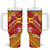 Rotuma Island Tumbler With Handle Fijian Tapa with Polynesian Art and Hibiscus