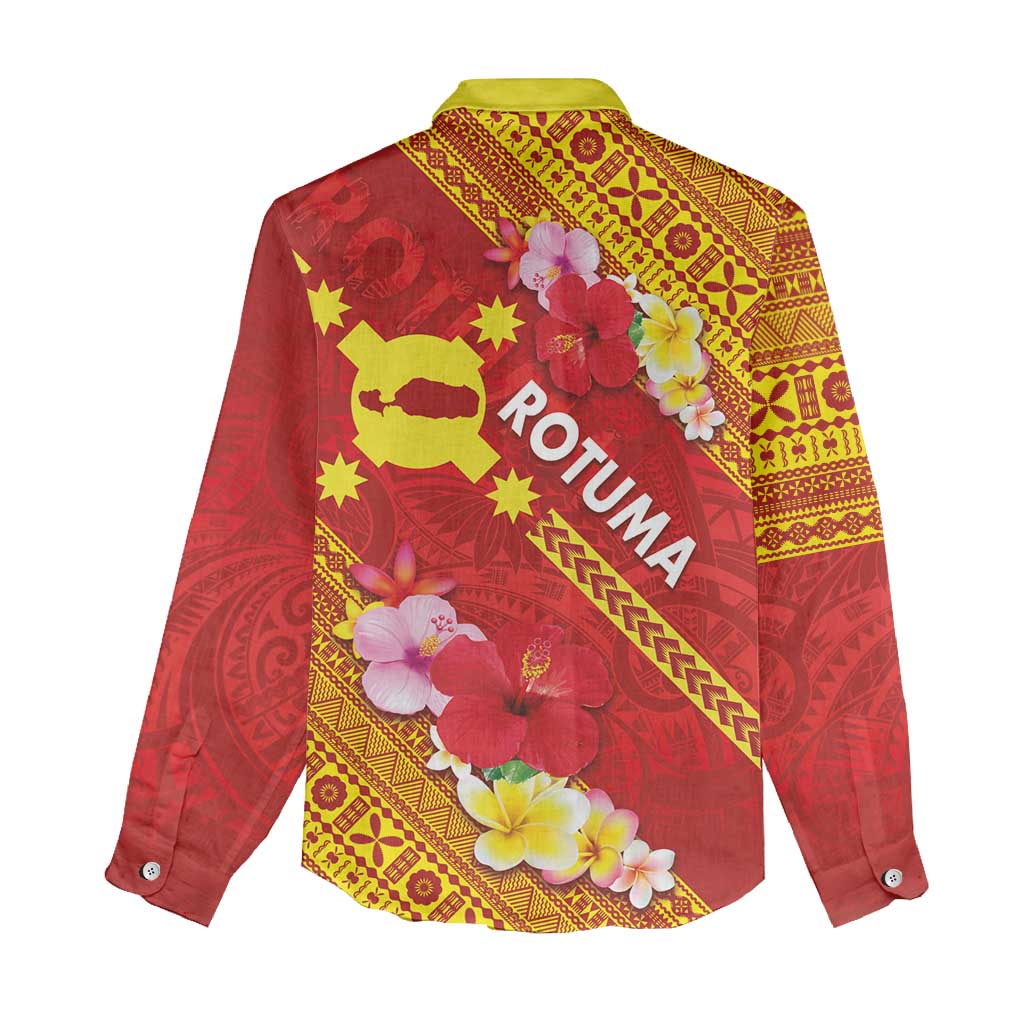 Rotuma Island Women Casual Shirt Fijian Tapa with Polynesian Art and Hibiscus LT03 - Polynesian Pride