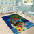 Fiji Iguana-Coat of Arms Area Rug with Hibiscus and Plumeria Palm Tree Tapa Art