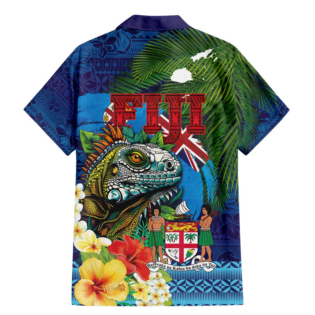Fiji Iguana-Coat of Arms Family Matching Mermaid Dress and Hawaiian Shirt with Hibiscus and Plumeria Palm Tree Tapa Art LT03 - Polynesian Pride
