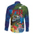 Fiji Iguana-Coat of Arms Family Matching Tank Maxi Dress and Hawaiian Shirt with Hibiscus and Plumeria Palm Tree Tapa Art