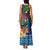 Fiji Iguana-Coat of Arms Family Matching Tank Maxi Dress and Hawaiian Shirt with Hibiscus and Plumeria Palm Tree Tapa Art