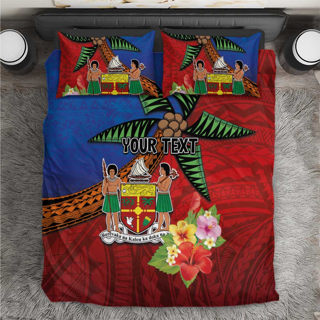Personalised Fiji and Rotuma Together Bedding Set Fjian Masi and Pacific Pattern Mix Culture LT03 Red - Polynesian Pride