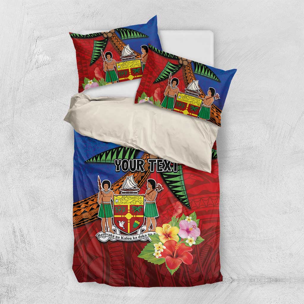 Personalised Fiji and Rotuma Together Bedding Set Fjian Masi and Pacific Pattern Mix Culture LT03 US Twin 172cm x 218cm Red - Polynesian Pride