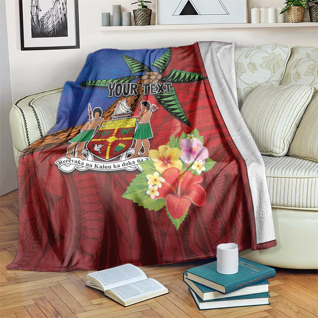 Personalised Fiji and Rotuma Together Blanket Fjian Masi and Pacific Pattern Mix Culture LT03 Red - Polynesian Pride