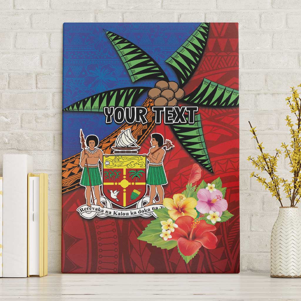 Personalised Fiji and Rotuma Together Canvas Wall Art Fjian Masi and Pacific Pattern Mix Culture LT03 Without Frame Red - Polynesian Pride