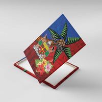 Personalised Fiji and Rotuma Together Canvas Wall Art Fjian Masi and Pacific Pattern Mix Culture LT03 With Frame Red - Polynesian Pride