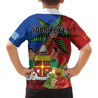 Personalised Fiji and Rotuma Together Family Matching Long Sleeve Bodycon Dress and Hawaiian Shirt Fjian Masi and Pacific Pattern Mix Culture LT03 - Polynesian Pride