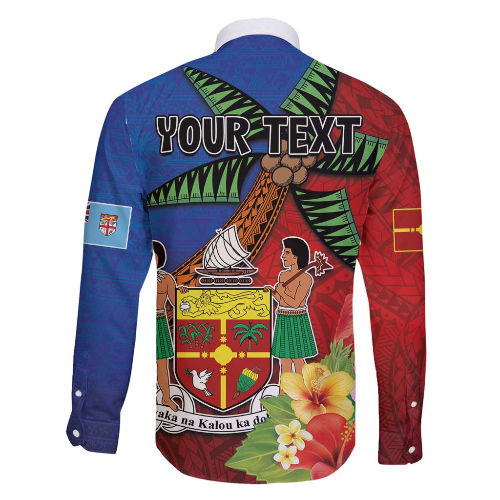 Personalised Fiji and Rotuma Together Family Matching Long Sleeve Bodycon Dress and Hawaiian Shirt Fjian Masi and Pacific Pattern Mix Culture LT03 - Polynesian Pride