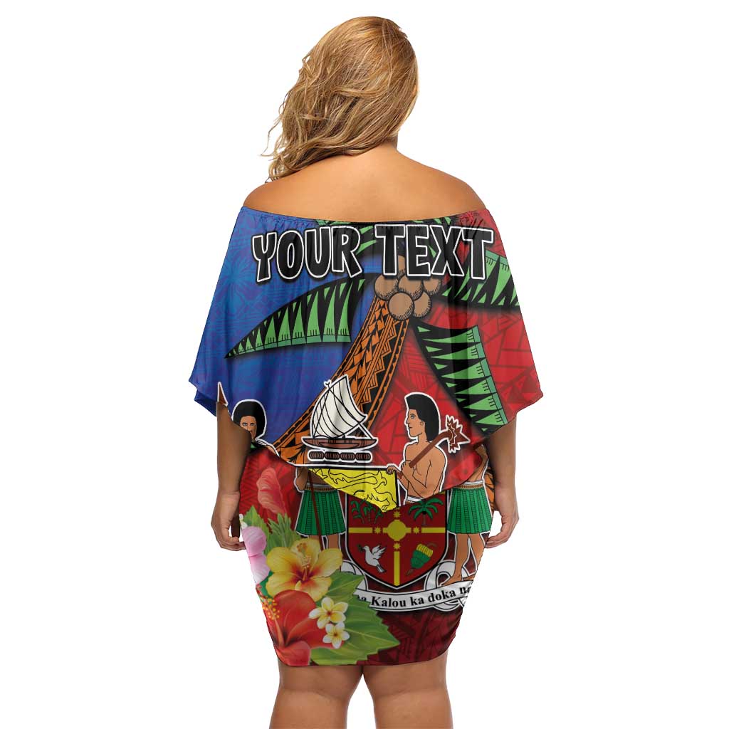 Personalised Fiji and Rotuma Together Family Matching Off Shoulder Short Dress and Hawaiian Shirt Fjian Masi and Pacific Pattern Mix Culture LT03 - Polynesian Pride