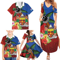 Personalised Fiji and Rotuma Together Family Matching Summer Maxi Dress and Hawaiian Shirt Fjian Masi and Pacific Pattern Mix Culture LT03 - Polynesian Pride