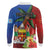 Personalised Fiji and Rotuma Together Long Sleeve Polo Shirt Fjian Masi and Pacific Pattern Mix Culture