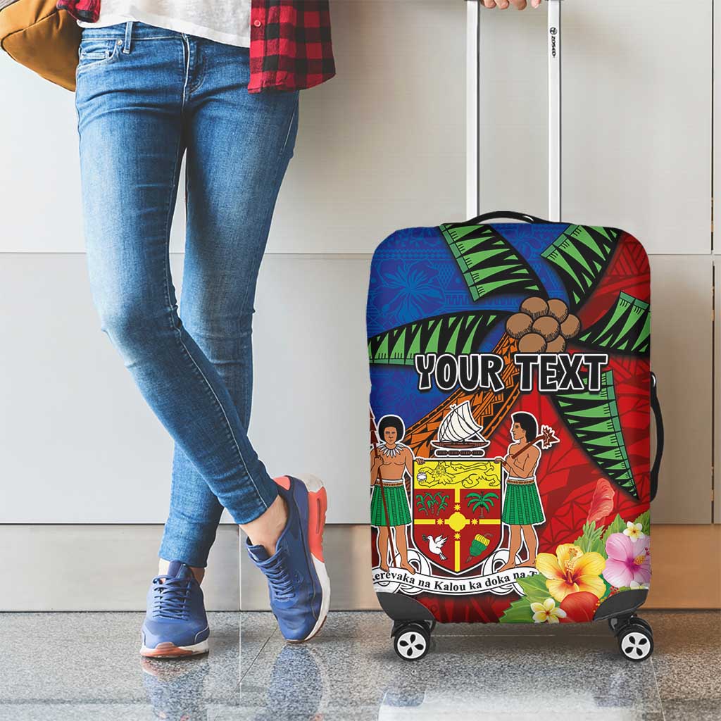 Personalised Fiji and Rotuma Together Luggage Cover Fjian Masi and Pacific Pattern Mix Culture