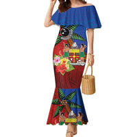Personalised Fiji and Rotuma Together Mermaid Dress Fjian Masi and Pacific Pattern Mix Culture