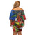 Personalised Fiji and Rotuma Together Off Shoulder Short Dress Fjian Masi and Pacific Pattern Mix Culture
