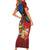 Personalised Fiji and Rotuma Together Short Sleeve Bodycon Dress Fjian Masi and Pacific Pattern Mix Culture