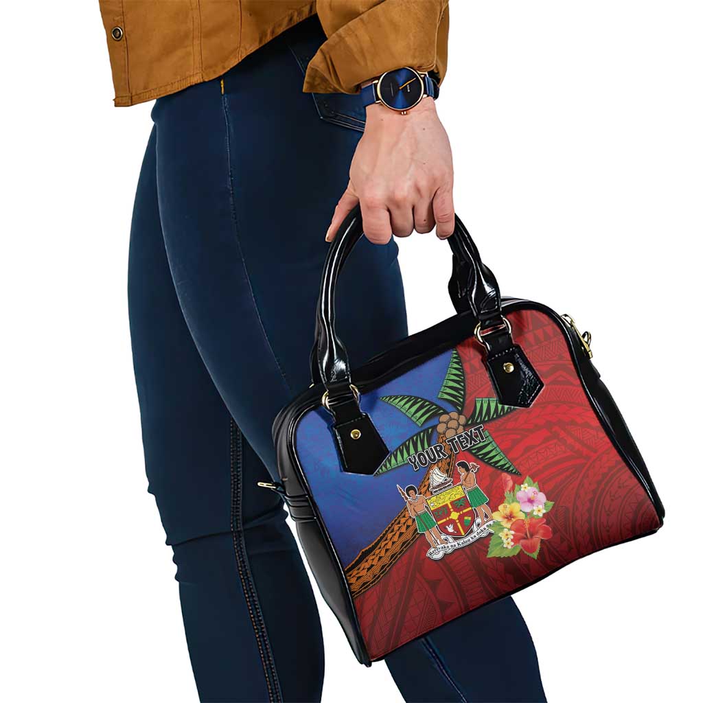 Personalised Fiji and Rotuma Together Shoulder Handbag Fjian Masi and Pacific Pattern Mix Culture