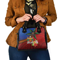 Personalised Fiji and Rotuma Together Shoulder Handbag Fjian Masi and Pacific Pattern Mix Culture