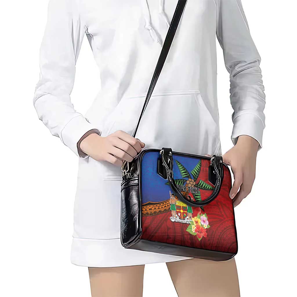 Personalised Fiji and Rotuma Together Shoulder Handbag Fjian Masi and Pacific Pattern Mix Culture