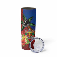 Personalised Fiji and Rotuma Together Skinny Tumbler Fjian Masi and Pacific Pattern Mix Culture LT03 - Polynesian Pride