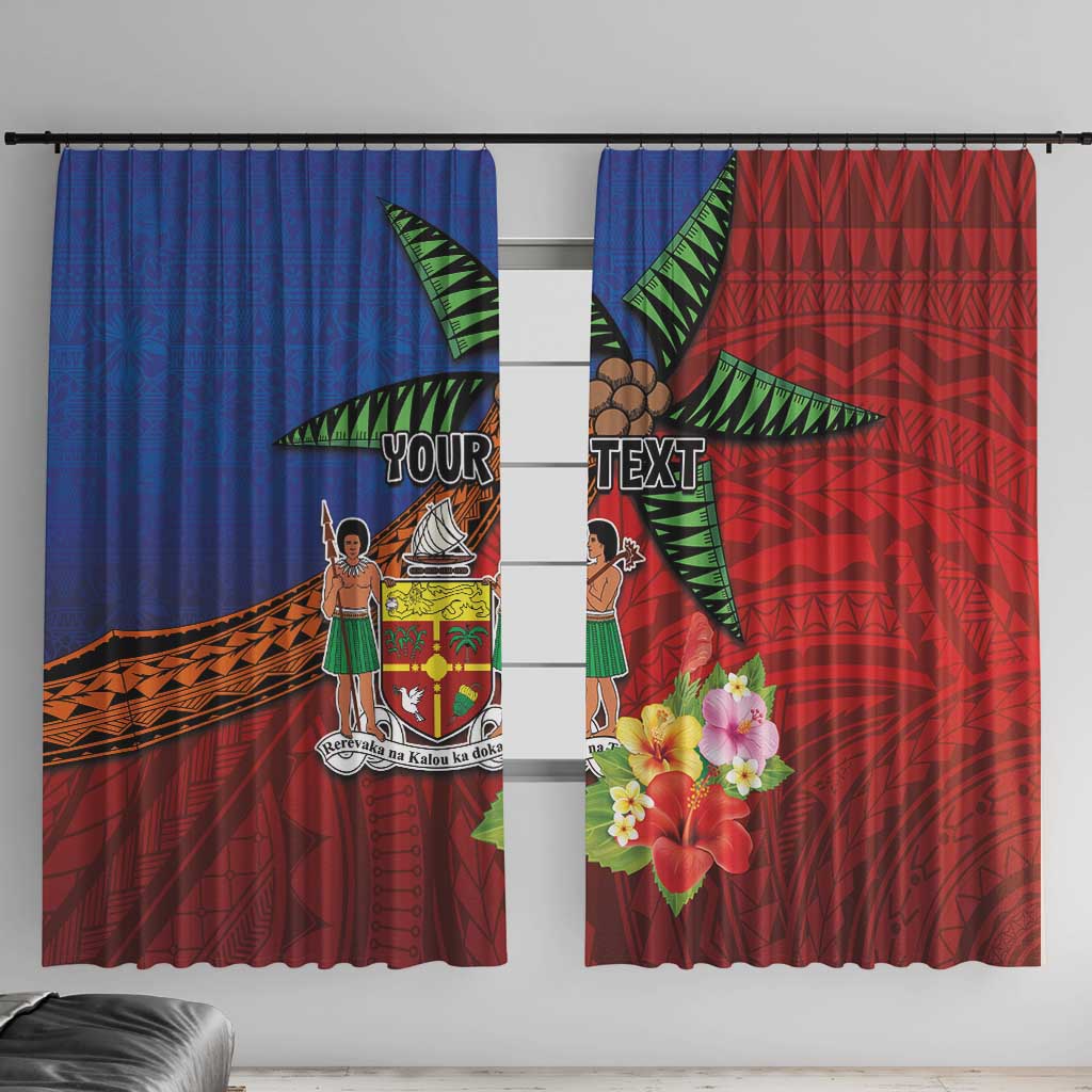 Personalised Fiji and Rotuma Together Window Curtain Fjian Masi and Pacific Pattern Mix Culture