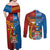 Personalised Fiji and Rotuma Together Couples Matching Off Shoulder Maxi Dress and Long Sleeve Button Shirt Tapa and Pacific Art Pattern with Cultural Emblems Half Style