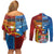 Personalised Fiji and Rotuma Together Couples Matching Off Shoulder Short Dress and Long Sleeve Button Shirt Tapa and Pacific Art Pattern with Cultural Emblems Half Style