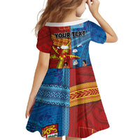 Personalised Fiji and Rotuma Together Family Matching Short Sleeve Bodycon Dress and Hawaiian Shirt Tapa and Pacific Art Pattern with Cultural Emblems Half Style LT03 - Polynesian Pride