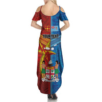 Personalised Fiji and Rotuma Together Family Matching Summer Maxi Dress and Hawaiian Shirt Tapa and Pacific Art Pattern with Cultural Emblems Half Style LT03 - Polynesian Pride