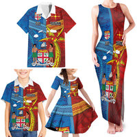 Personalised Fiji and Rotuma Together Family Matching Tank Maxi Dress and Hawaiian Shirt Tapa and Pacific Art Pattern with Cultural Emblems Half Style LT03 - Polynesian Pride
