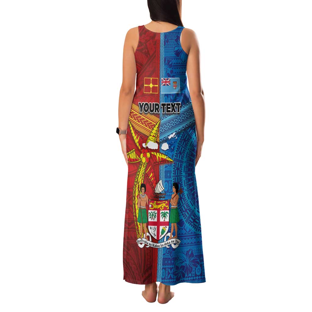 Personalised Fiji and Rotuma Together Family Matching Tank Maxi Dress and Hawaiian Shirt Tapa and Pacific Art Pattern with Cultural Emblems Half Style LT03 - Polynesian Pride