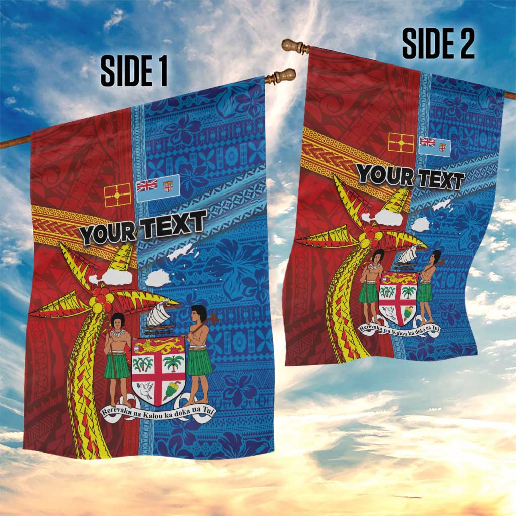 Personalised Fiji and Rotuma Together Garden Flag Tapa and Pacific Art Pattern with Cultural Emblems Half Style LT03 - Polynesian Pride
