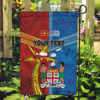 Personalised Fiji and Rotuma Together Garden Flag Tapa and Pacific Art Pattern with Cultural Emblems Half Style LT03 Garden Flag Red - Polynesian Pride