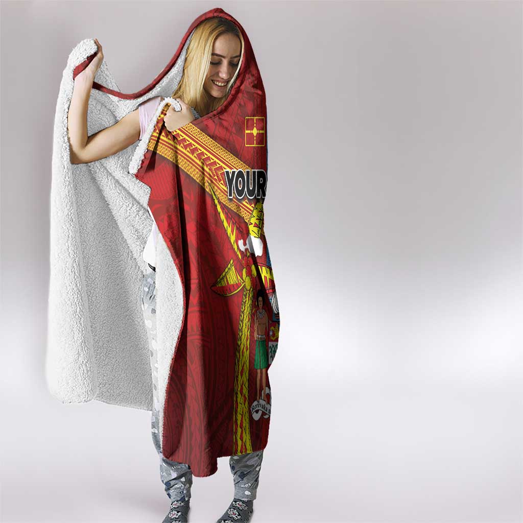 Personalised Fiji and Rotuma Together Hooded Blanket Tapa and Pacific Art Pattern with Cultural Emblems Half Style LT03 - Polynesian Pride