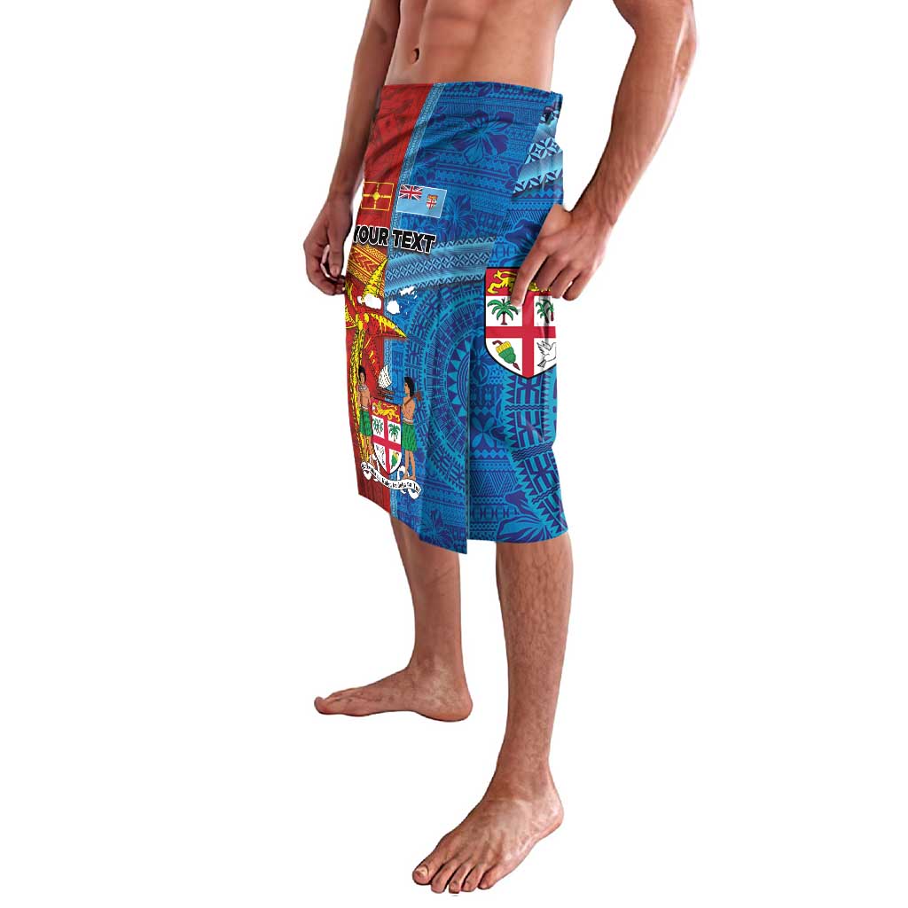 Personalised Fiji and Rotuma Together Lavalava Tapa and Pacific Art Pattern with Cultural Emblems Half Style
