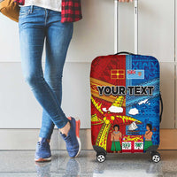 Personalised Fiji and Rotuma Together Luggage Cover Tapa and Pacific Art Pattern with Cultural Emblems Half Style